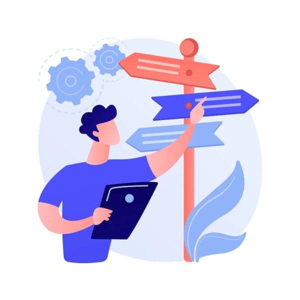 Ilustración de un joven a punto de tomar una decisión.