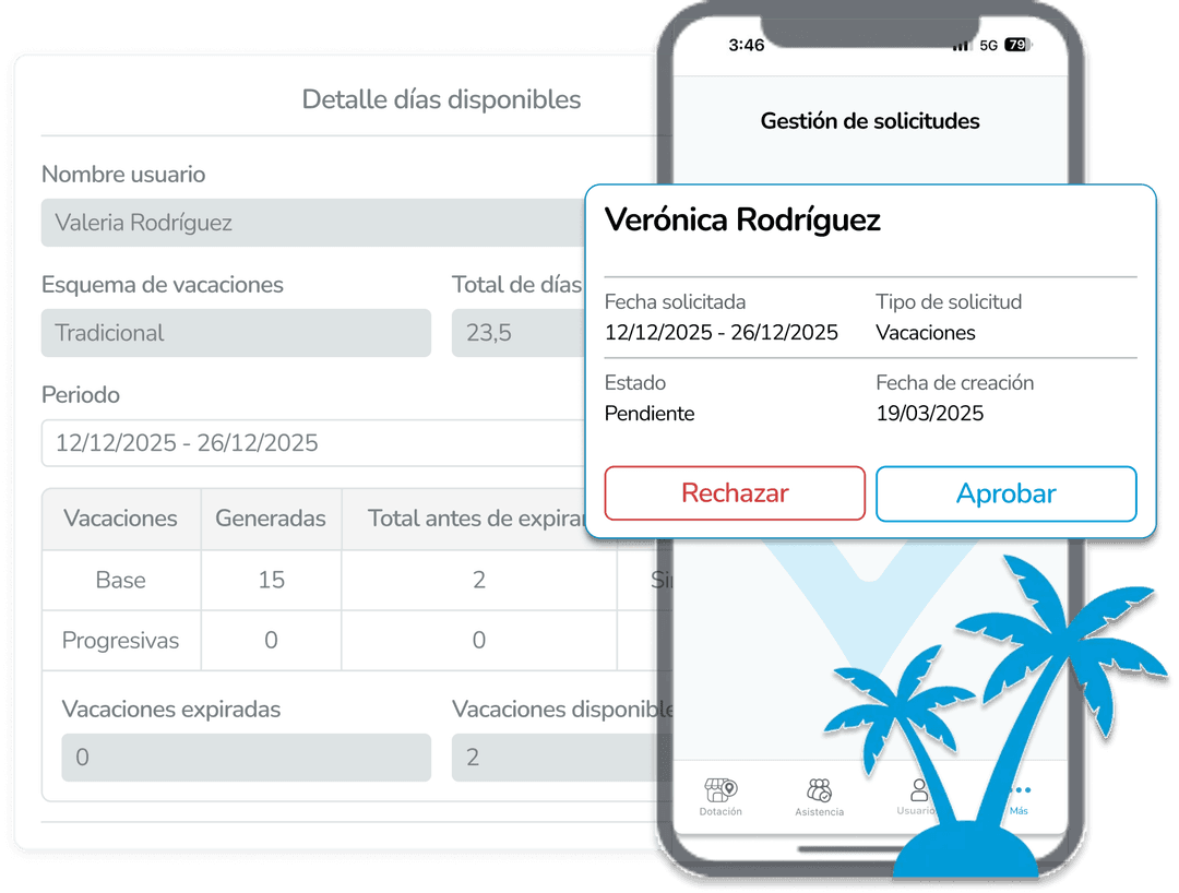 Gestión de permisos y vacaciones en el móvil