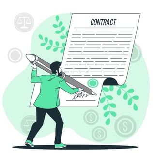 ilustración de persona firmando un contrato.