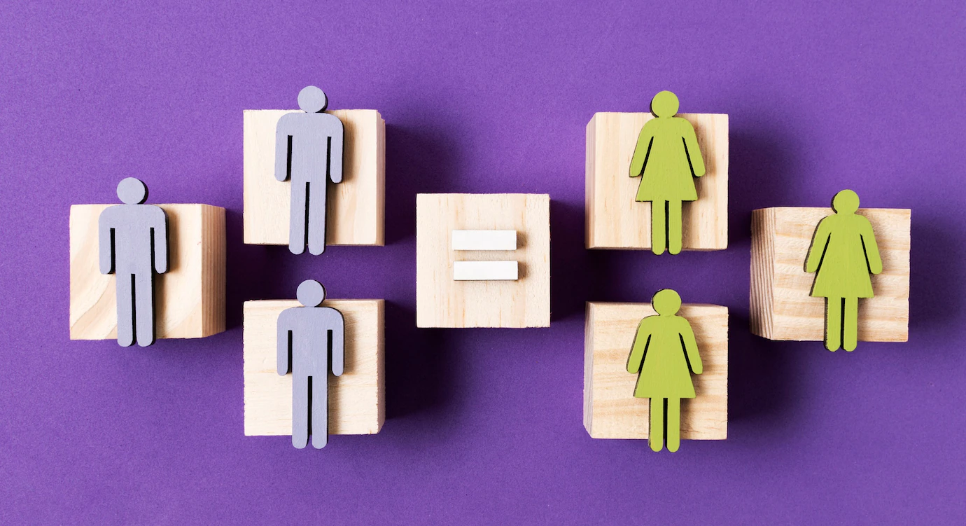 ilustración de figuras masculinas y femeninas puestas en igualdad